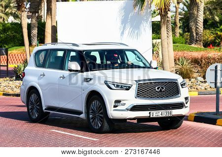 Dubai, Uae - November 15, 2018: Motor Car Infiniti Qx80 In The City Street.