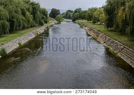 Summer Landscape Of River Valley Bregalnica With Place For Relax And Trees Through Town Delchevo Amo