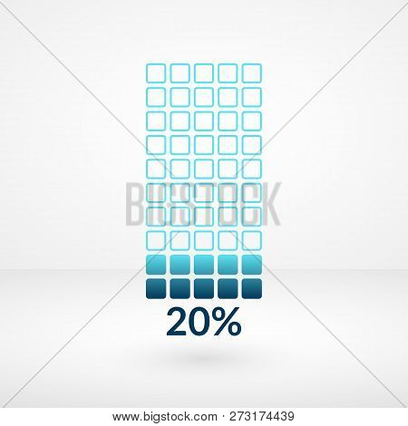 Twenty Percent Square Chart Isolated Symbol. Percentage Vector Element. Infographic Diagram Sign. Bu