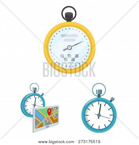Vector Design Of Stopwatch And Watch Sign. Collection Of Stopwatch And Stop Vector Icon For Stock.