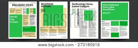 Newspaper Vector. Daily Journal Design. Financial News Articles, Advertising Business Information. I