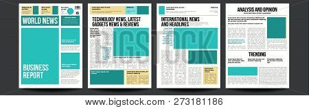 Newspaper Vector. Realistic Pages Template. News Page Layout. Columns And Photos. Illustration