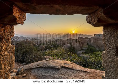 Sunrise In Humpi, State Karnataka, India.