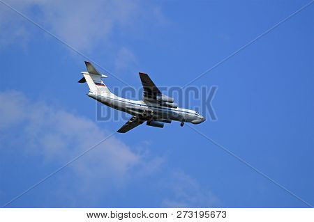 Russia, Moscow Region - August, 2017: Transport Cargo Plane Of The Air Force Of The Russian Federati