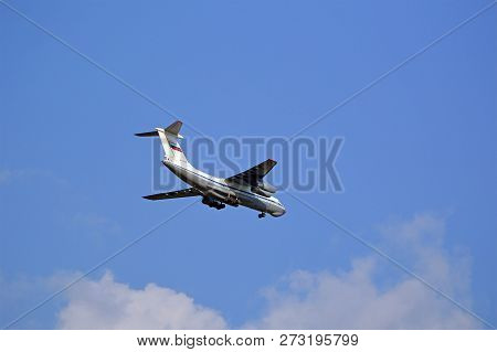 Russia, Moscow Region - August, 2017: Transport Cargo Plane Of The Air Force Of The Russian Federati