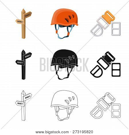 Vector Design Of Mountaineering And Peak Sign. Collection Of Mountaineering And Camp Vector Icon For