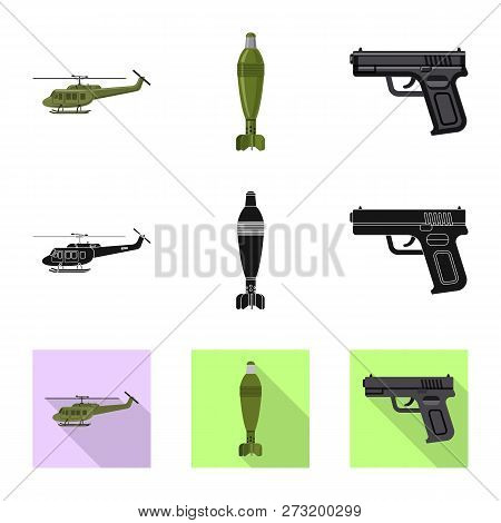 Vector Design Of Weapon And Gun Sign. Set Of Weapon And Army Stock Vector Illustration.