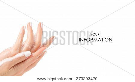 Soapy Hands Foam Pattern On White Background Isolation