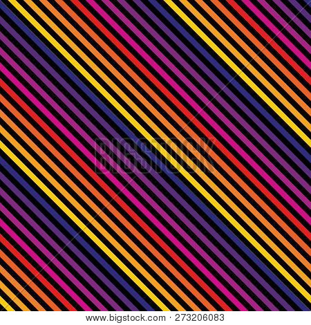 Vector Diagonal Stripes Seamless Pattern In Bright Colors. Retro 80-90’s Fashion