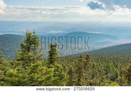 Panorama Aerial View From Megantic Mount In The Eastern Townships, Quebec Province, Canada