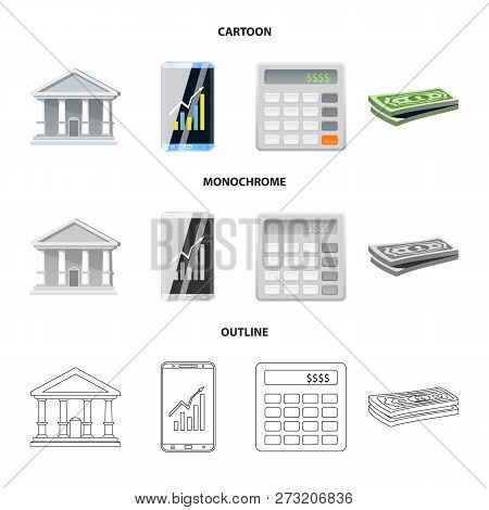 Vector Design Of Bank And Money Logo. Collection Of Bank And Bill Vector Icon For Stock.