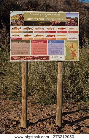 Cederberg, South Africa, August 23, 2018: Information Board At The Camping Site At Sanddrif Holiday 