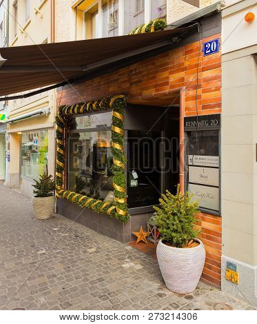 Zurich, Switzerland - December 6, 2015: Rennweg Street In The Historic Part Of The City Of Zurich Wi