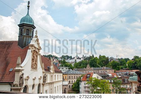 Statues And Baden-baden Panoramic Cityscape, Baden-wurttemberg, Germany