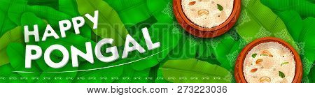Happy Pongal Holiday Harvest Festival Of Tamil Nadu South India Greeting Background
