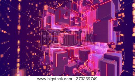 Cheery Volumetric  Abstact Rosy Cubes