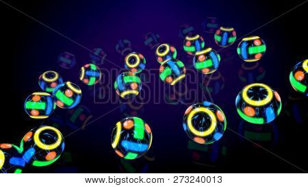 Spinning Neon Multicolored Abstract Balls