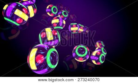 Soaring Multicolored Shining Billiards Balls