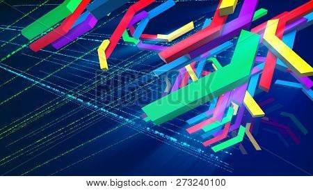 Flying Colorful Zigzag Techno Bars