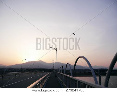 Sunset In The Beautiful Highway Near Yangyang City, South Korea