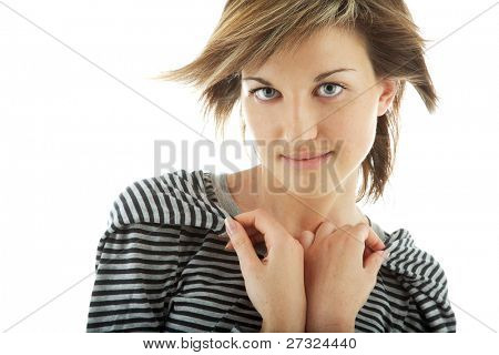  bella ragazza Yong sul ritratto bianco