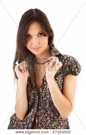  bella ragazza Yong sul ritratto bianco