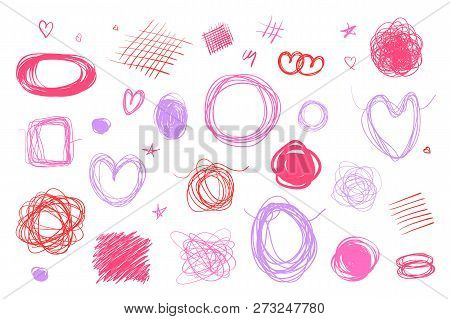 Hand Drawn Lines On Isolated White Background. Chaotic Textures With Hatching. Wavy Tangled Backdrop