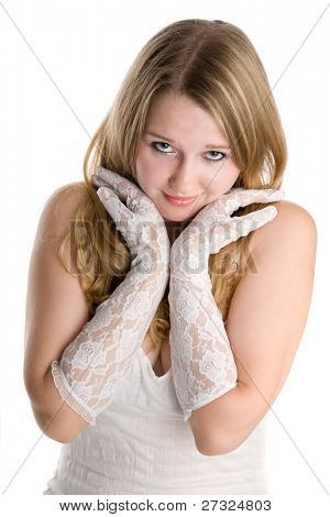  bella ragazza Yong sul ritratto bianco