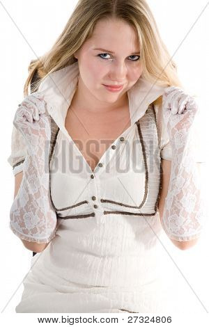  bella ragazza Yong sul ritratto bianco