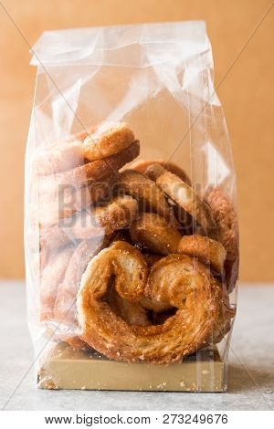 Package Of Palmier Cookies In Plastic Bag.