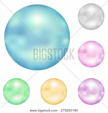 Pearl Collection In 6 Color, On White Isolated Background.