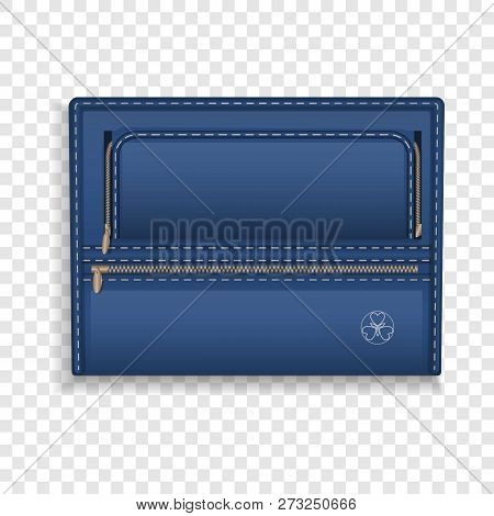 Blue Leather Folder Icon. Realistic Illustration Of Blue Leather Folder Vector Icon For Web Design