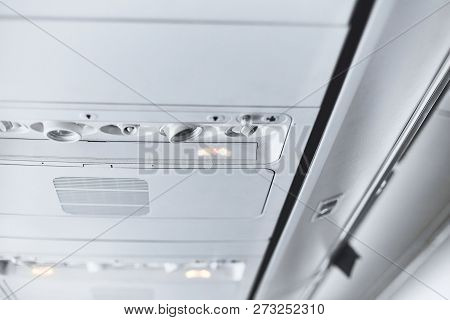 Reading Light, Air Conditioner Control And Signage Panel On The Aircraft Saying Smoking Is Not Allow