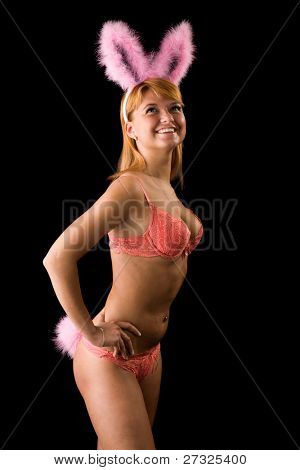 sexy Bunny Girl. Schwarzer Hintergrund isoliert