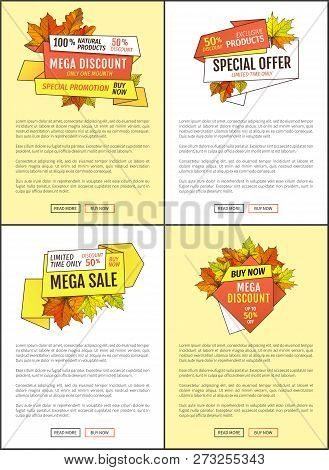 Fifty Percent Discount Special Sale Offer. Promo Price 159.90 Advertisement Autumn Posters Set With 
