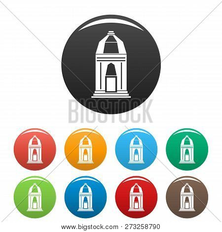 Asian Temple Icons Set 9 Color Vector Isolated On White For Any Design