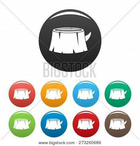 Old Tree Stump Icons Set 9 Color Vector Isolated On White For Any Design