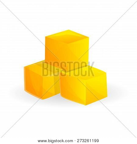 Cube Of Mango Icon. Cartoon Of Cube Of Mango Vector Icon For Web Design Isolated On White Background
