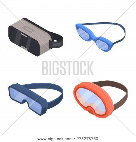 Goggles Icon Set. Isometric Set Of Goggles Vector Icons For Web Design Isolated On White Background