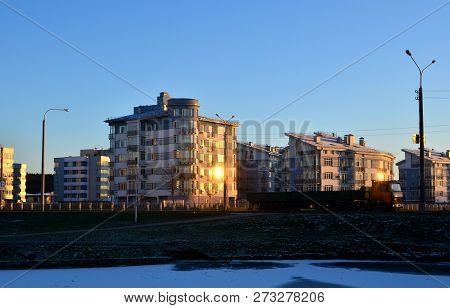 High-rise Building Under Construction With A Crane Working On The Background Of The Sky. Multi-store