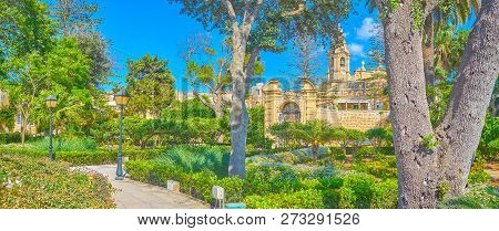 Naxxar, Malta - June 14, 2018: The Picturesque Italian Gardens Of Palazzo Parisio, Also Famous As Sc