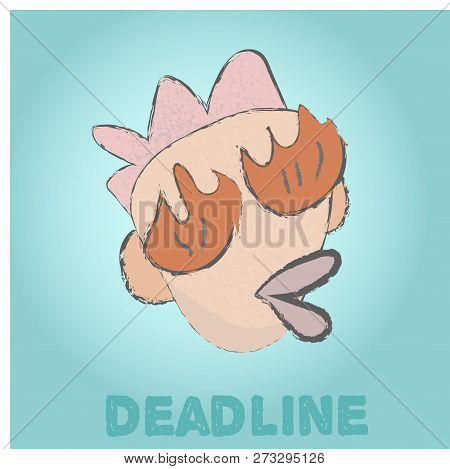 Modern Vector Sketch. Deadline Manager With Fire In His Eyes. Gradient Backgroundvector Illustration