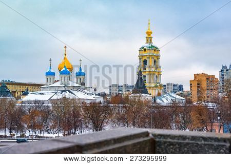 Russia, Moscow - Dec 2018: Novospassky Monastery New Monastery Of The Saviour, Is One Of The Fortifi
