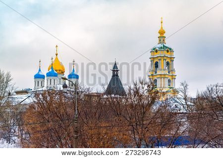 Russia, Moscow - Dec 2018: Novospassky Monastery New Monastery Of The Saviour, Is One Of The Fortifi