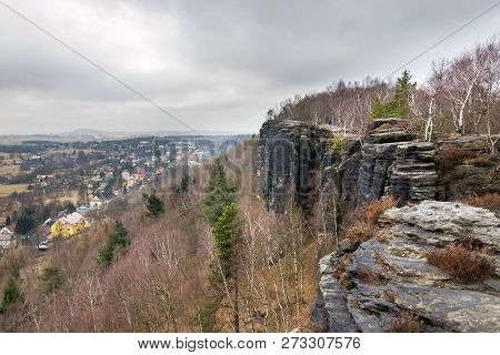 Tisa Rocks Or Tisa Walls In Western Bohemian Switzerland, Part Of The Elbe Sandstone Rocks, Czech Re