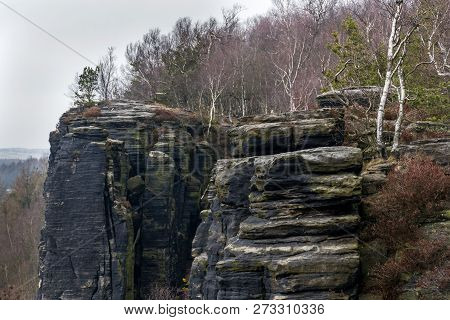 Tisa Rocks Or Tisa Walls In Western Bohemian Switzerland, Part Of The Elbe Sandstone Rocks, Czech Re