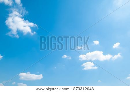 Beautiful Blue Sky Clouds For Background. Cloudy.