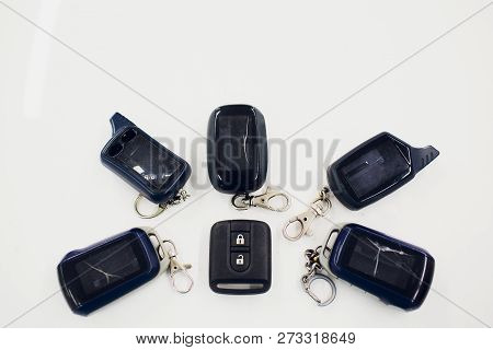Close-up Damaged Car Key Isolated On White Background.
