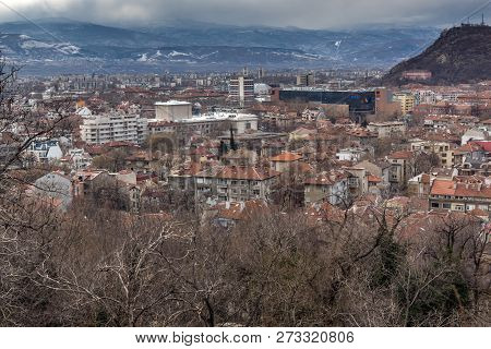 Plovdiv, Bulgaria - December 30, 2016:  Panoramic View Of City Of Plovdiv From Sahat Tepe Hill, Bulg
