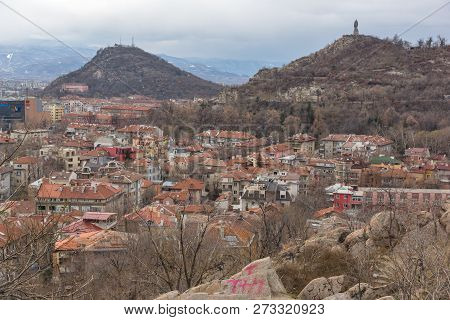Plovdiv, Bulgaria - December 30, 2016:  Panoramic View Of City Of Plovdiv From Sahat Tepe Hill, Bulg